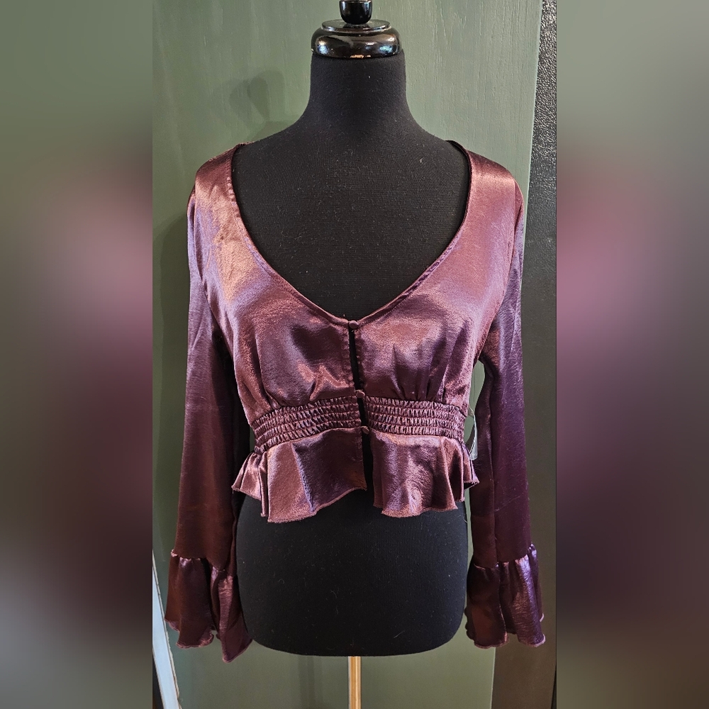 Free People Purple Satin Top